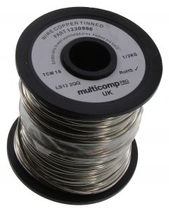MULTICOMP PRO TCW18 500GTinned Copper Wire, Solid, BS EN 13602:2013 CW004A, TCW Series, 18 SWG, 1.2 mm², 45 A, 157 ft, 48 m