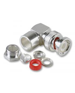MULTICOMP PRO MP-13-06F-4 58URF / Coaxial Connector, BNC Coaxial, Right Angle Plug, Solder, 50 ohm, RG58, Brass