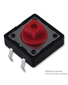 MULTICOMP PRO MCDTS2-4RTactile Switch, MCDTS2 Series, Top Actuated, Through Hole, Round Button, 260 gf, 50mA at 12VDC