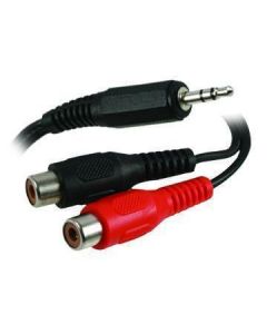 MULTICOMP PRO PSG03096Audio / Video Cable Assembly, RCA/Phono Jacks (2), 3.5mm Stereo Phone Plug, 6 ft, 1.8 m, Black