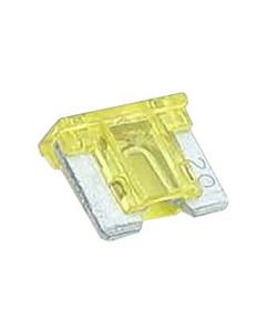 MULTICOMP PRO MP012577LOW PROFILE MINI FUSE, 20A, 32VDC, YEL ROHS COMPLIANT: YES