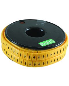 MULTICOMP PRO FM1(K)Wire Marker, Oval, Slide On Pre Printed, K, Black, Yellow, 5mm, 6 mm