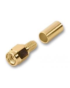 MULTICOMP PRO MP-19-03F-4-TGGRF / Coaxial Connector, SMA Coaxial, Straight Plug, Crimp, 50 ohm, RG58, RG58A, RG141A, Brass