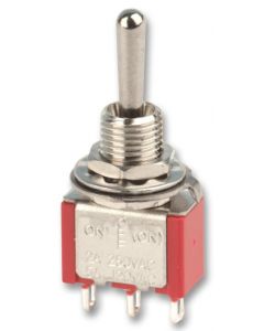 MULTICOMP PRO 1MS5T1B1M1REToggle Switch, On-Off-(On), SPDT, Non Illuminated, 1MS5T1B1M1 Series, 5 A, Panel Mount