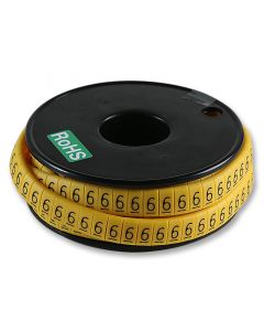 MULTICOMP PRO FM1(6)Wire Marker, Oval, Slide On Pre Printed, 6, Black, Yellow, 5mm, 6 mm