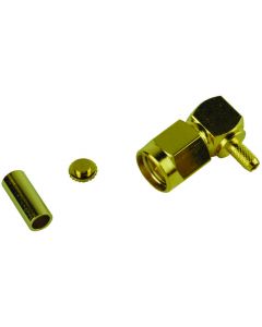 MULTICOMP PRO MC23551RF / Coaxial Connector, SMA Coaxial, Right Angle Plug, Crimp, 50 ohm, RG174, Brass