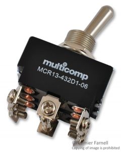 MULTICOMP PRO MCR13-432D1-06Toggle Switch, On-Off-On, 3PDT, Non Illuminated, 18 A, Panel Mount