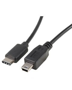MULTICOMP PRO C06026-00012USB Cable, Type C Plug to Mini Type B Plug, 0.91 m, 3 ft, USB 2.0, Black