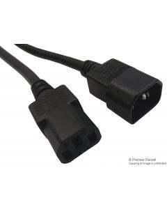 MULTICOMP PRO GW-151627Mains Power Cord, IEC 60320 C14 to IEC 60320 C13, 5 m, 10 A, 250 VAC, Black