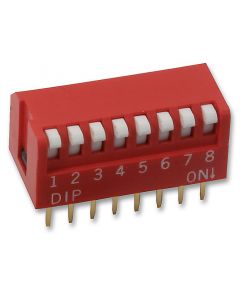 MULTICOMP PRO MCNDP-08VDIP / SIP Switch, 8 Circuits, Piano Key, Through Hole, SPST-NO, 24 V, 25 mA