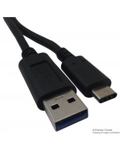 MULTICOMP PRO MC000992USB Cable, Type A Plug to Type C Plug, 1 m, 3.3 ft, USB 3.1, White