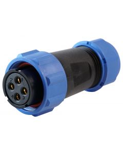 MULTICOMP PRO MP002562Circular Connector, MP-T21 IP68 Series, Cable Mount Plug, 4 Contacts, Screw Socket, Threaded