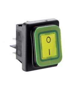 MULTICOMP PRO MP011252Rocker Switch, DPST-NO, Illuminated, Panel Mount, Green
