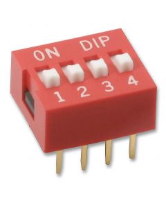 MULTICOMP PRO MCNDS-04VDIP / SIP Switch, Raised, 4 Circuits, Raised Slide, Through Hole, SPST-NO, 24 V, 25 mA