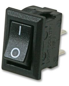 MULTICOMP PRO MCMRA-1-KKFTCRocker Switch, Non Illuminated, SPST, On-None-Off, Black, Panel Mount, 3 A
