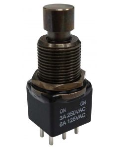 MULTICOMP PRO MP-PB10-BAA2QE-4Pushbutton Switch, 11.9 mm, DPDT, On-On, Round Plunger, Black