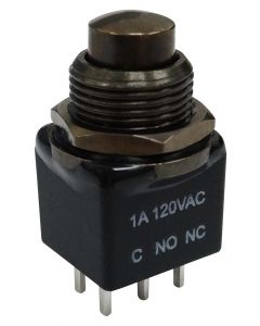 MULTICOMP PRO MP-PB10-DBB2QE-4Pushbutton Switch, 11.9 mm, DPDT, On-(Off), Round, Black