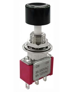 MULTICOMP PRO MP-PB8-AA22A1QE-3Pushbutton Switch, SPDT, On-On, Round Plunger, Black