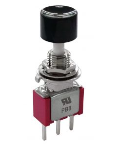 MULTICOMP PRO MP-PB8-AA22A2QE-3Pushbutton Switch, SPDT, On-On, Round Plunger, Black