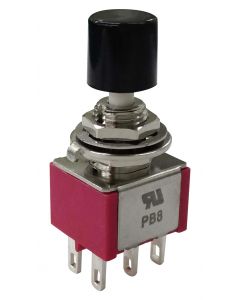 MULTICOMP PRO MP-PB8-BB12A1QE-1Pushbutton Switch, DPDT, On-(Off), Round Plunger, Black