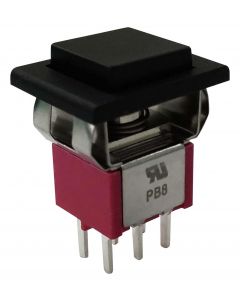 MULTICOMP PRO MP-PB8-BE222QE-1Pushbutton Switch, DPDT, On-(Off), Square, Black
