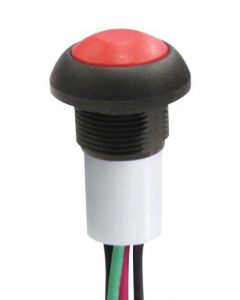 MULTICOMP PRO MPP12-6B203MM1CAS05L01-S001Pushbutton Switch, Subminiature, Sealed, 13.6 mm, SPST, Off-(On), Round Flat, Red