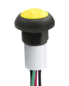 MULTICOMP PRO MPP12-6B2A5SM1CAS05L00-S001Pushbutton Switch, Subminiature, Sealed, 13.6 mm, SPST, Off-(On), Round Domed, Yellow