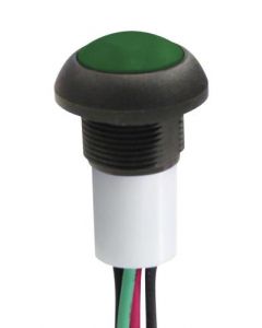 MULTICOMP PRO MPP12-6B206MM1CAS05L06-S001Pushbutton Switch, Subminiature, Sealed, 13.6 mm, SPST, Off-(On), Round Flat, Green