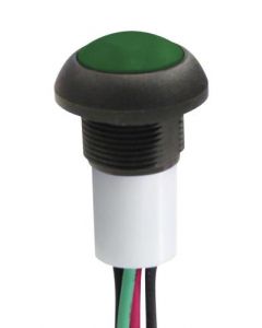 MULTICOMP PRO MPP12-6B206MM1CAS05L03-S001Pushbutton Switch, Subminiature, Sealed, 13.6 mm, SPST, Off-(On), Round Flat, Green